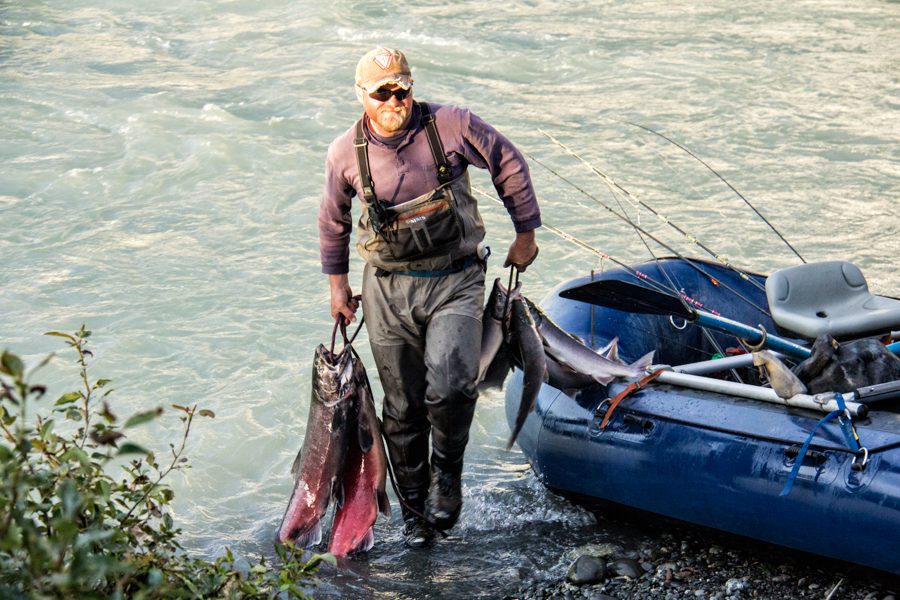 This defines success! The guide is carrying in King's on his right and Red's on his left.